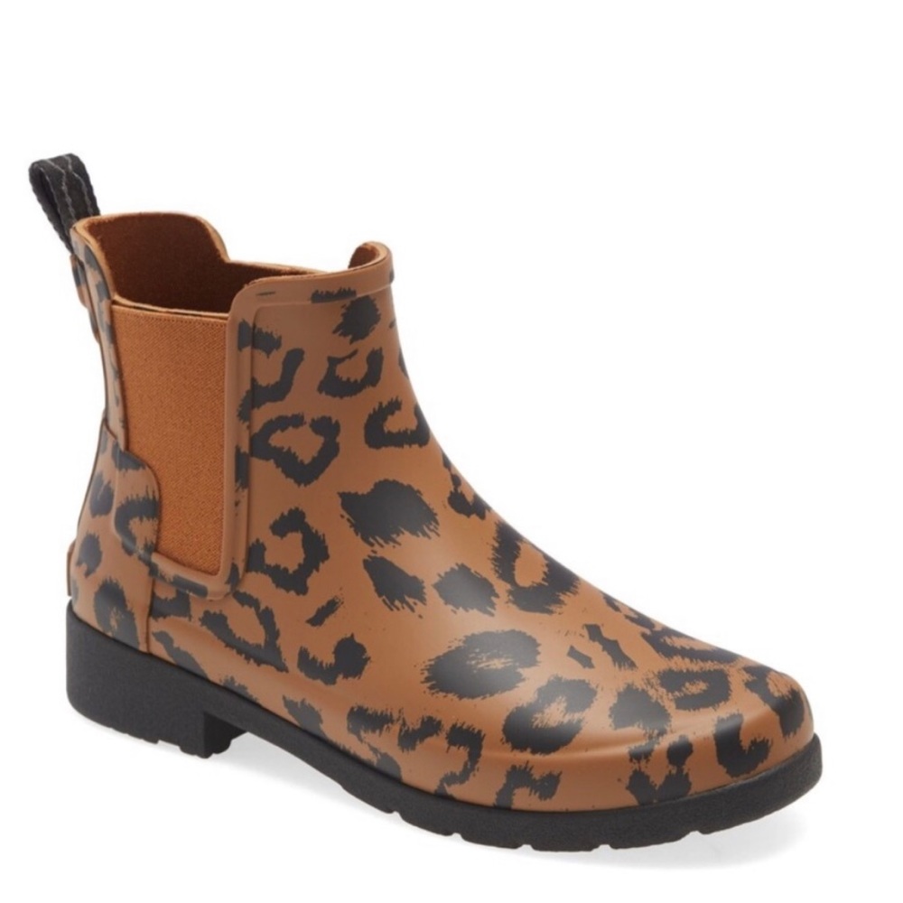 Hunter Original Leopard Print Refined Chelsea Rain Boot